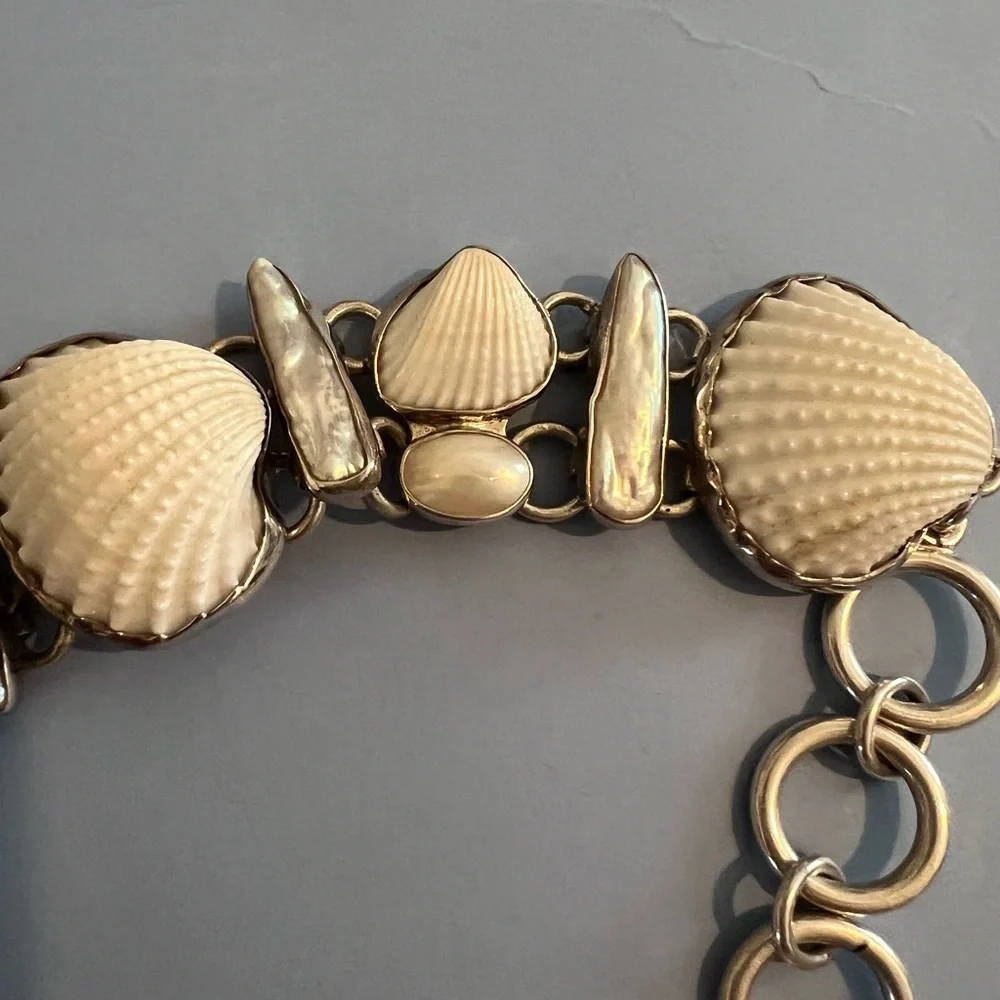 Charles Albert .950 Sterling Silver Shell Bracelet - Picture 3 of 8